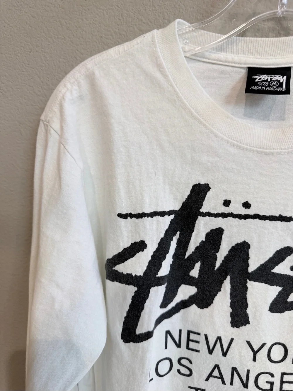 Stussy World Tour Long Sleeve Graphic Tee White Black Size M Streetwear